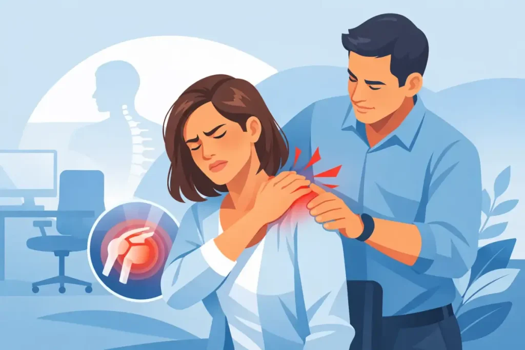 Treat shoulder tension without taking off